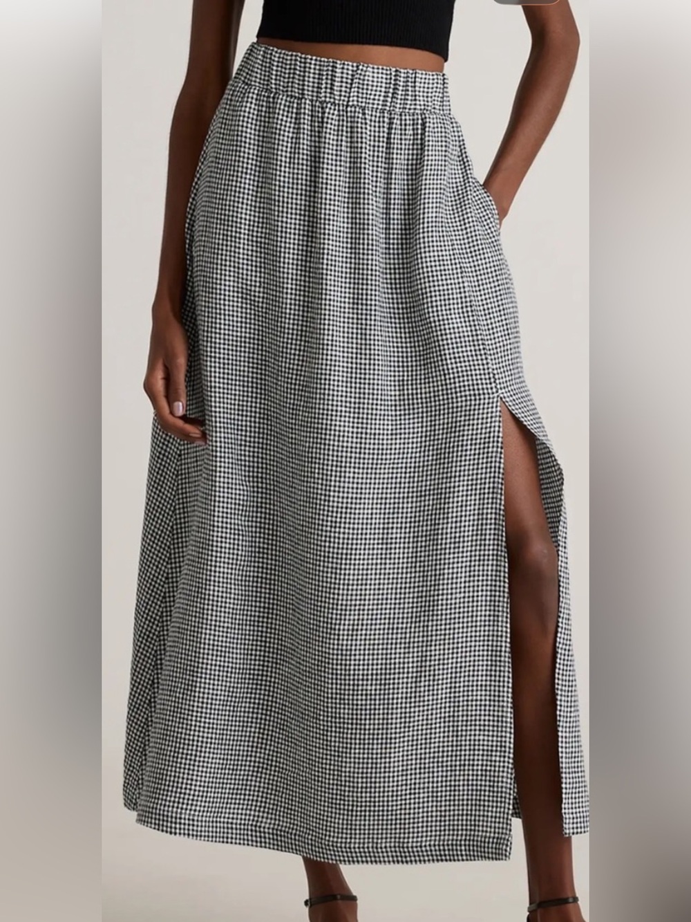 Quince black and cream linen maxi skirt-like new-sz M